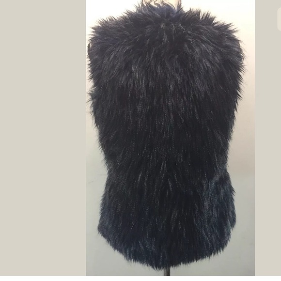 David Bitton Faux Fur Vest Navy/ Gray Small - Picture 5 of 7